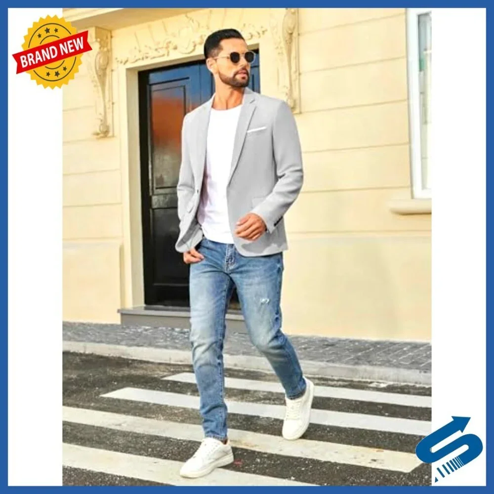 Lightweight One Button Sport Coat Blazer Regular Fit Polyester Spandex
